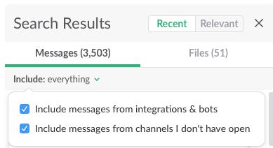Slack search filter
