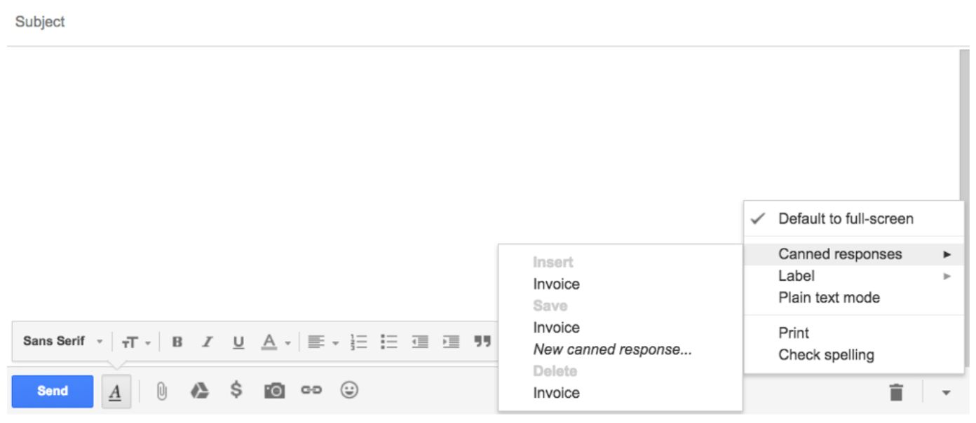 Selecting saved canned response