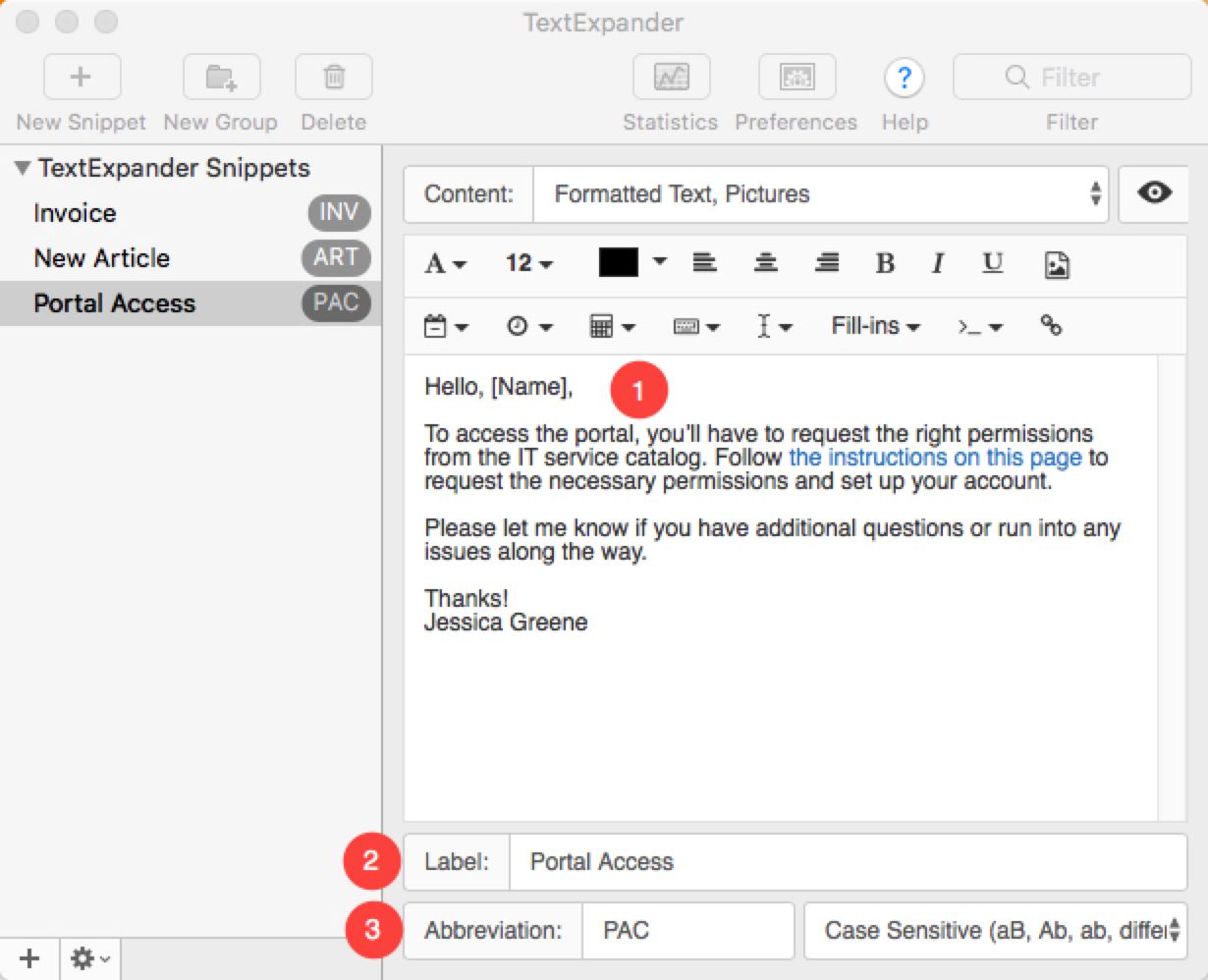 TextExpander set up
