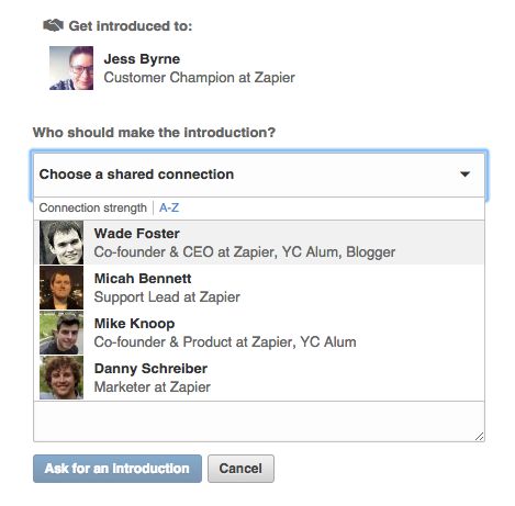 Ask for an introduction on LinkedIn