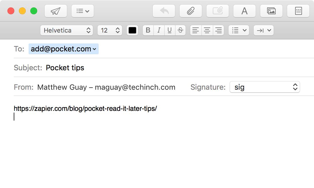 Add articles to Pocket with an email
