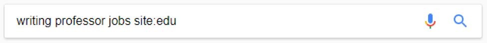 Google search for writing professor jobs site:edu