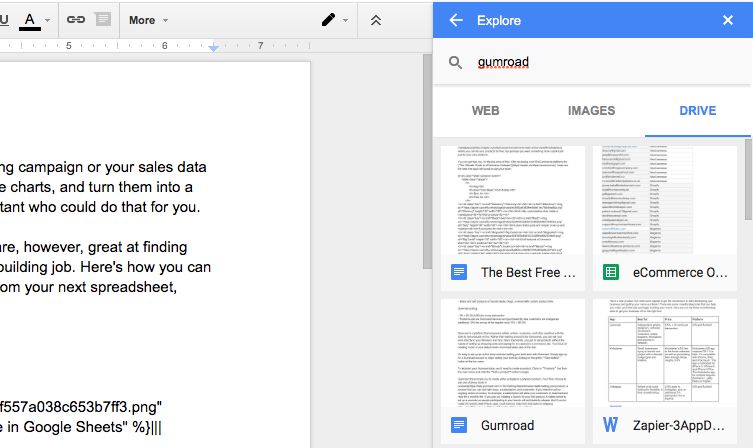 Search Google Drive from Docs