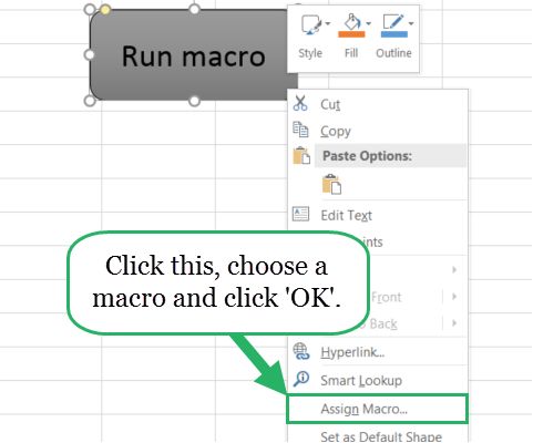 Attach macro to button in Excel