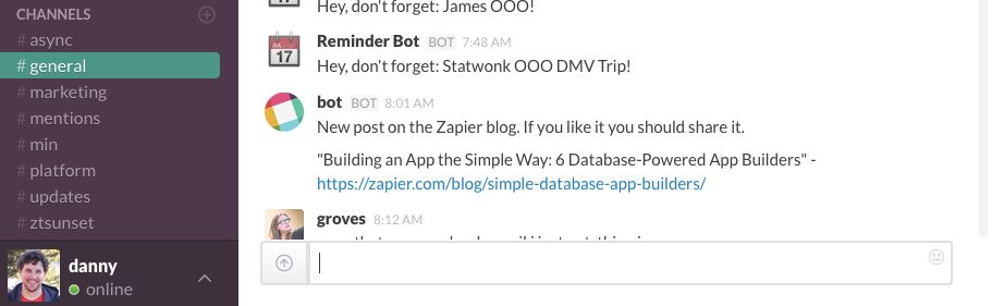 Slack blog comment notification