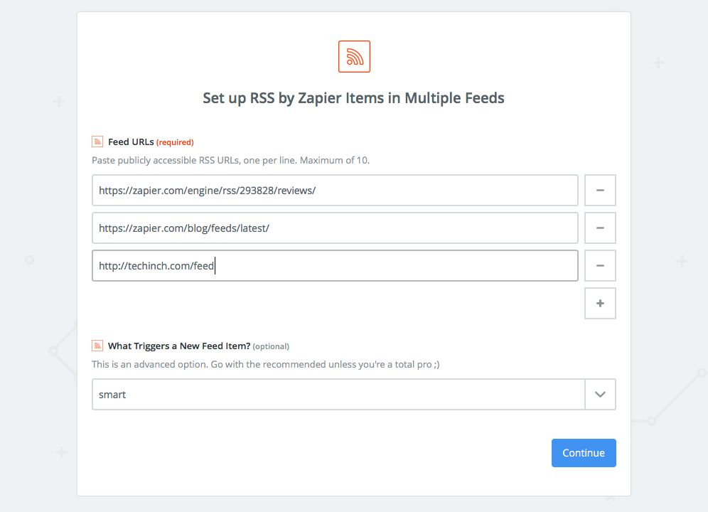 Add feeds to your Zap