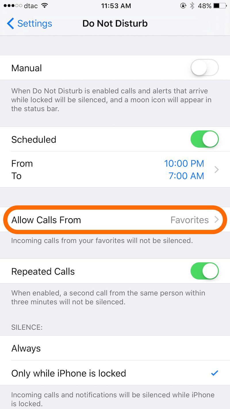 iOS Do Not Disturb mode