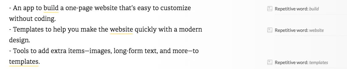Grammarly check for repetitive words