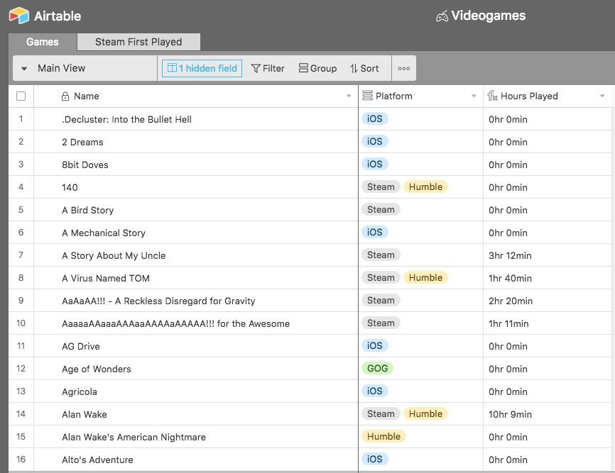 Track games in Airtable with Zapier