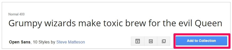 google fonts add to collection