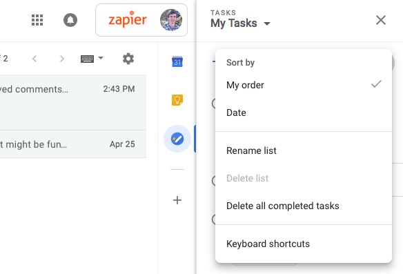 Sort Google Tasks by date