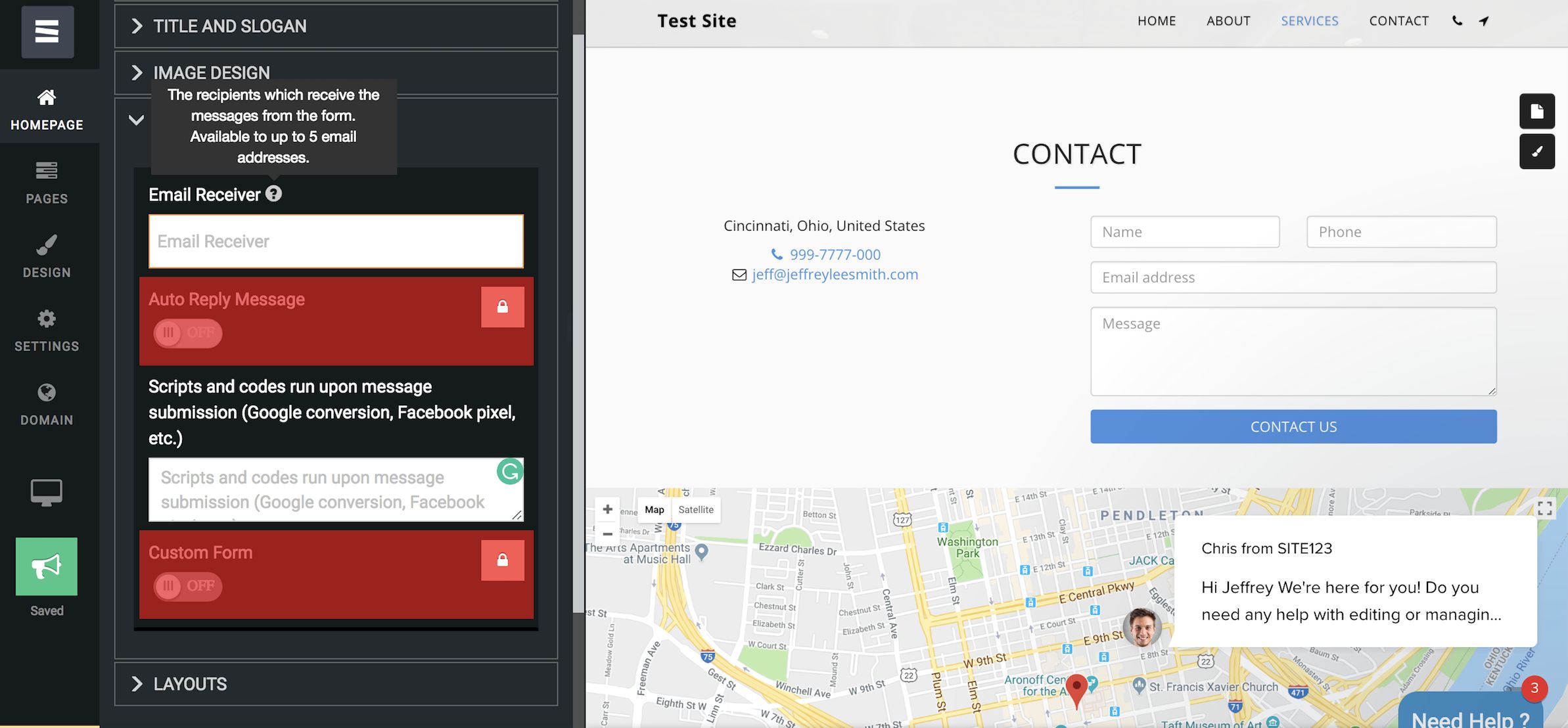 Site123 screenshot