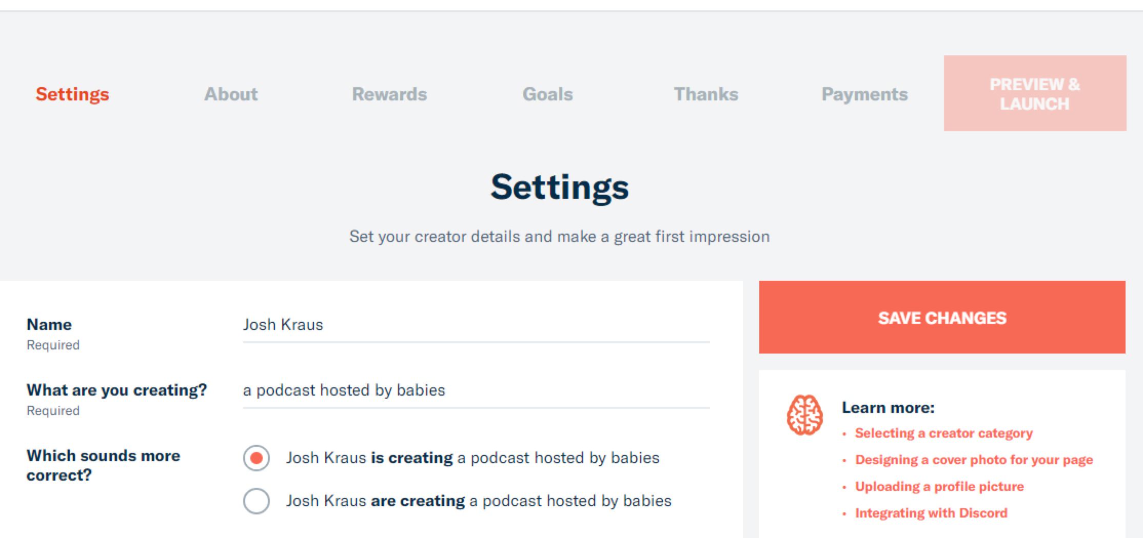 Patreon set-up