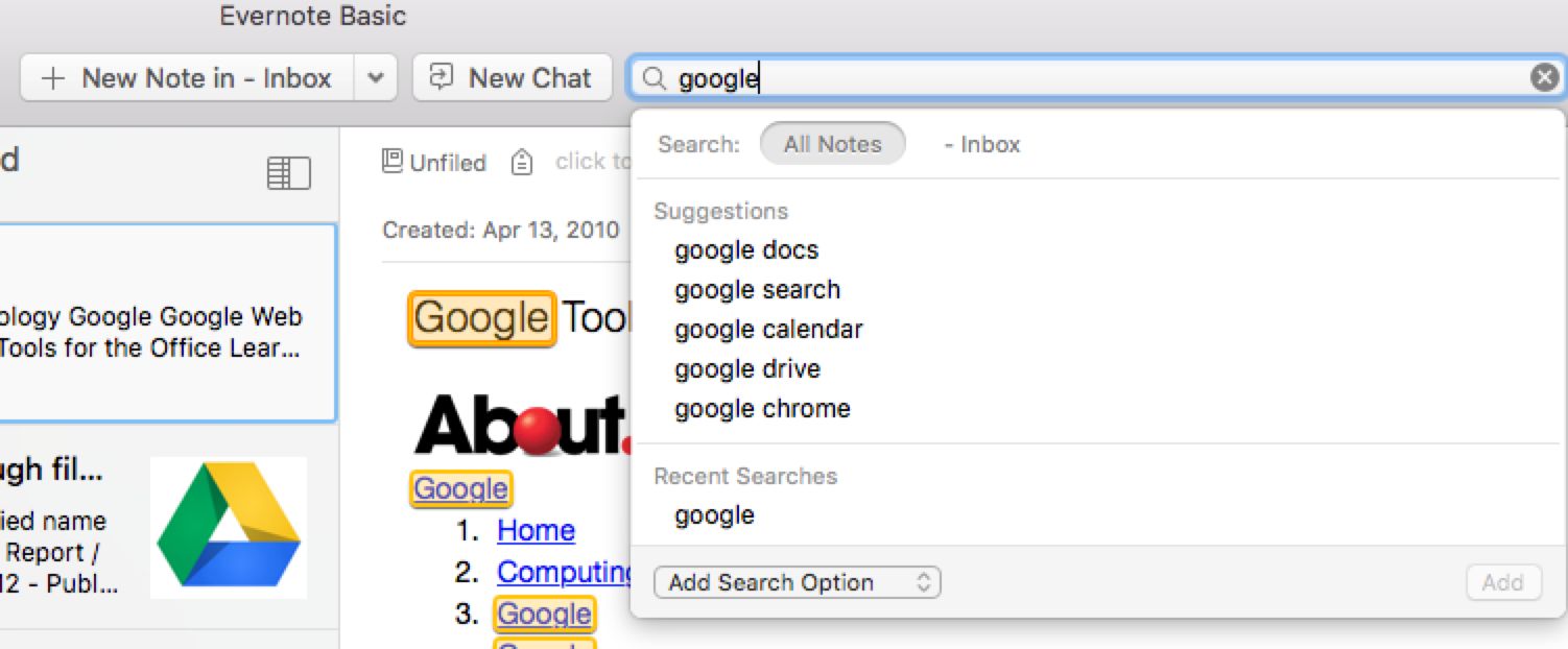 Evernote Search