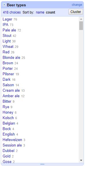 OpenRefine automated facet categories