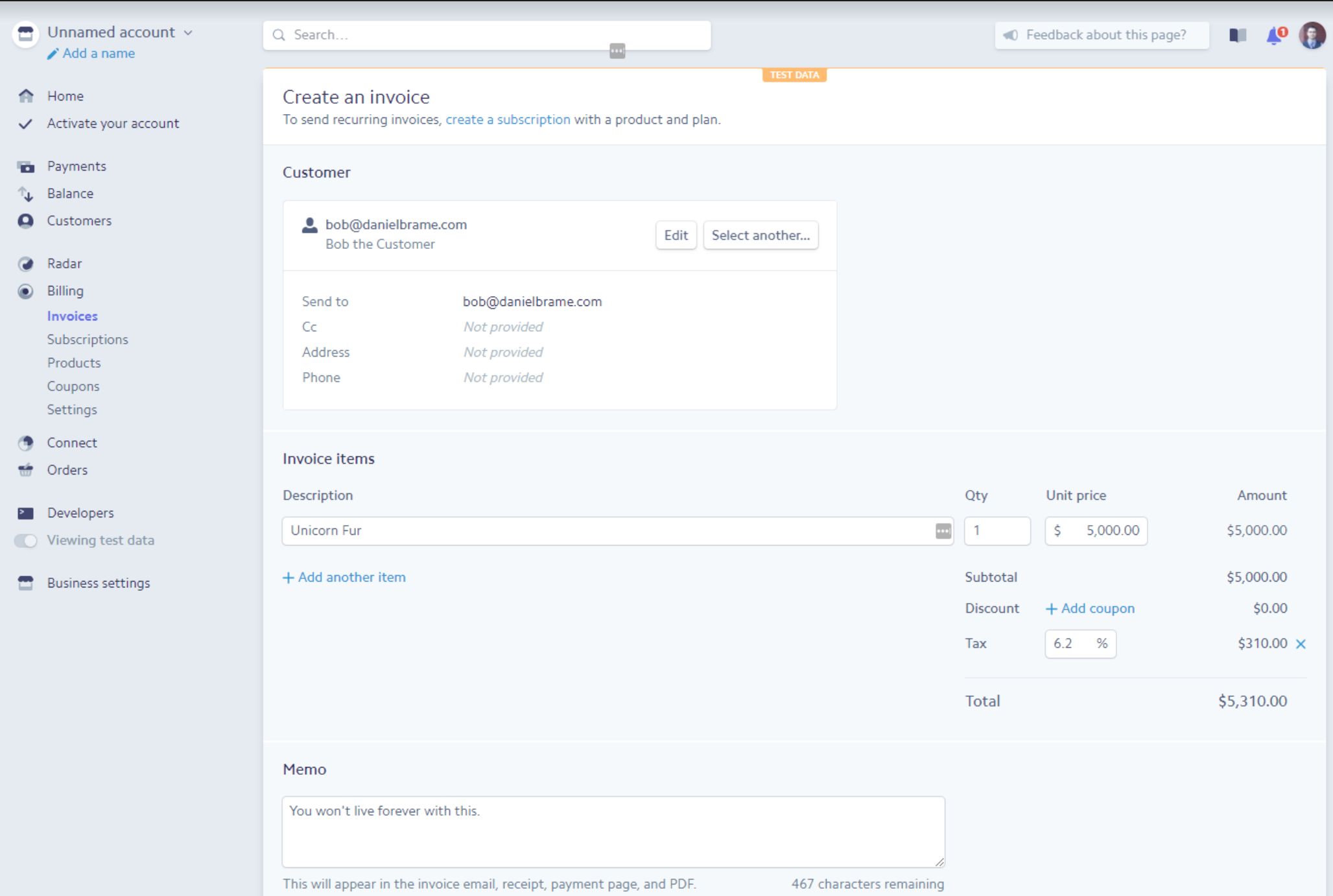 Stripe Invoicing