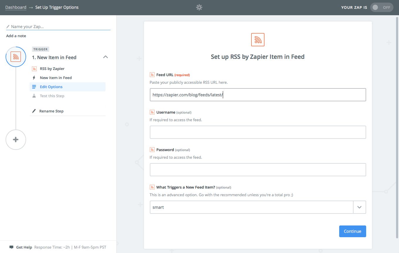 Zapier RSS integration