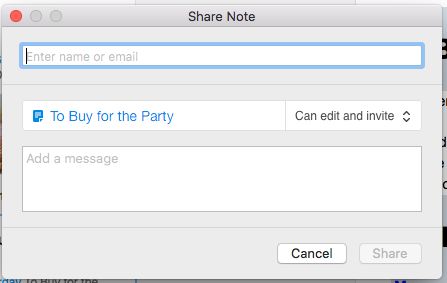 Evernote sharing