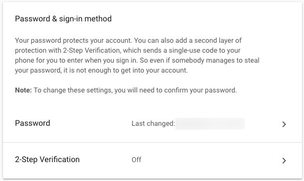 Set Gmail 2-factor settings