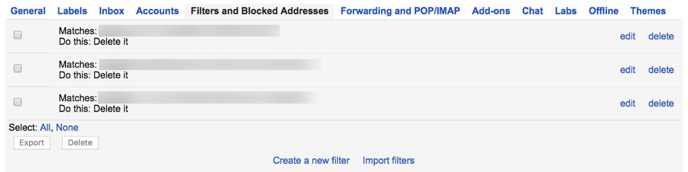 Add filter to Gmail