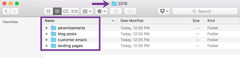 File folders organized by project