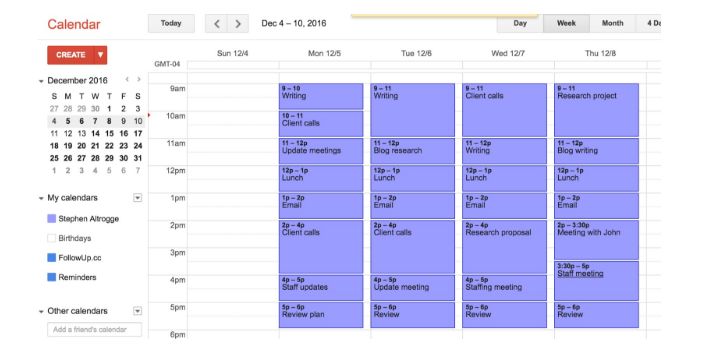 time blocking calendar