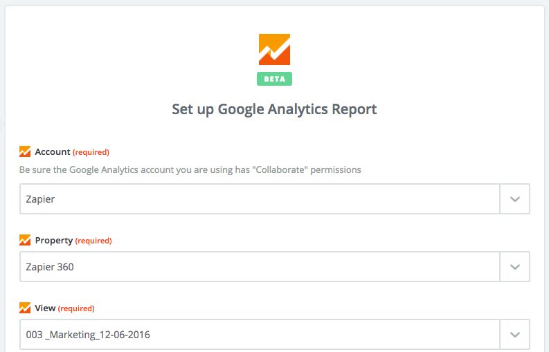Select Google Analytics Account