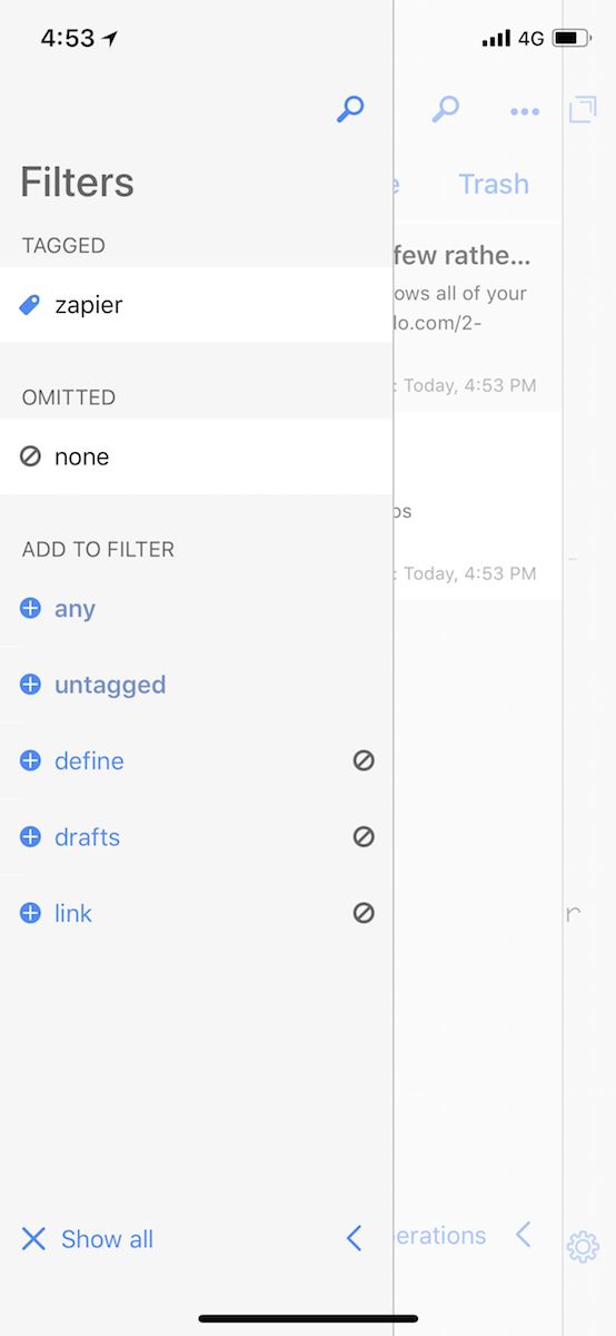 Filter by tag in Drafts