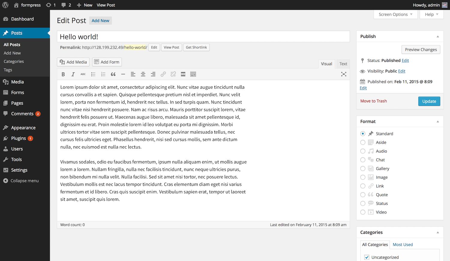 WordPress screenshot