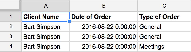 Google Sheets Line Items