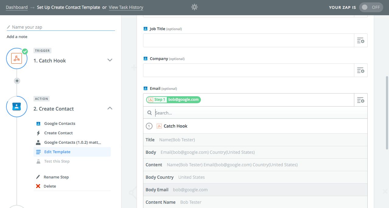 Named Variable in Zapier