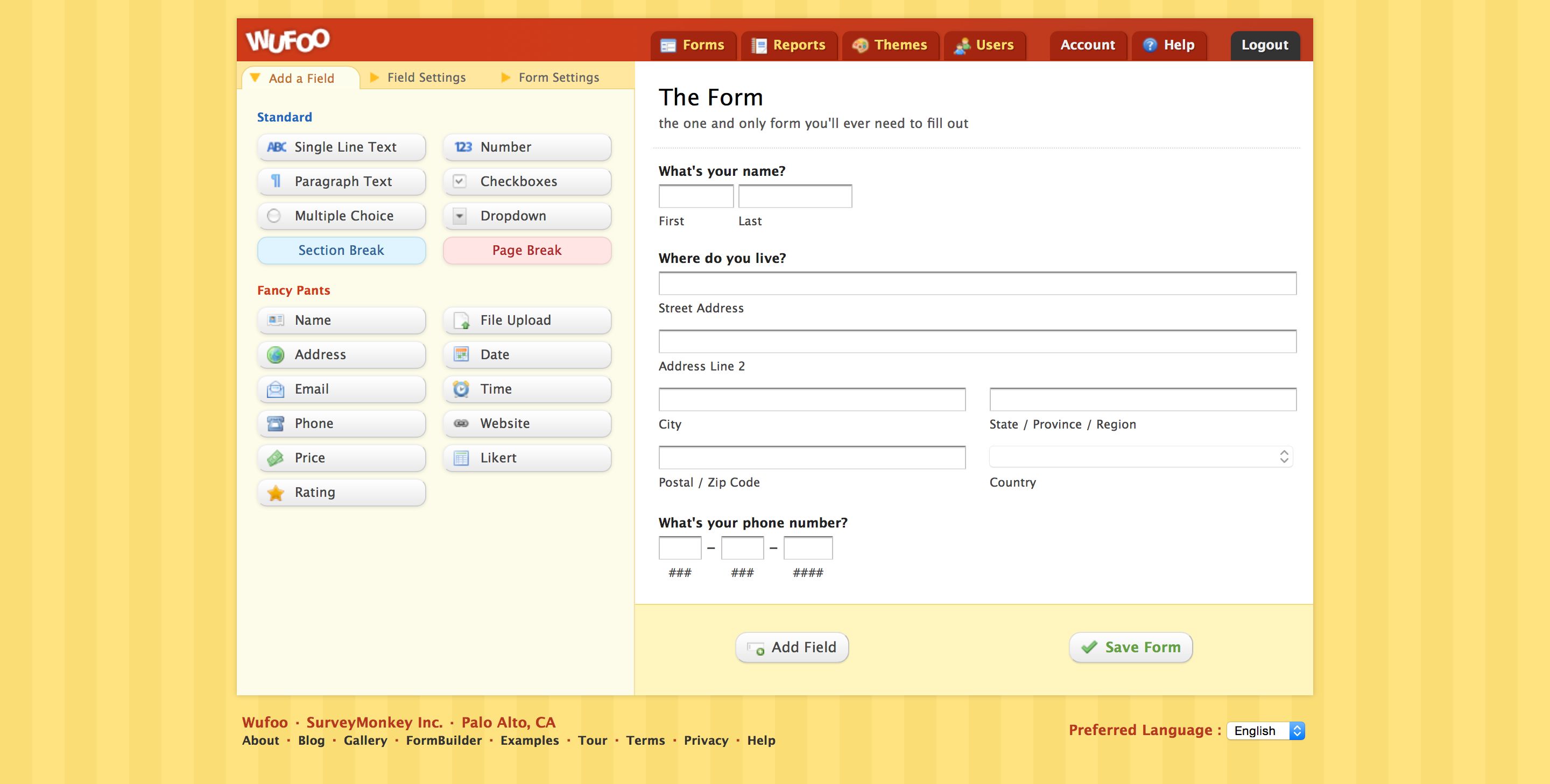 Wufoo screenshot