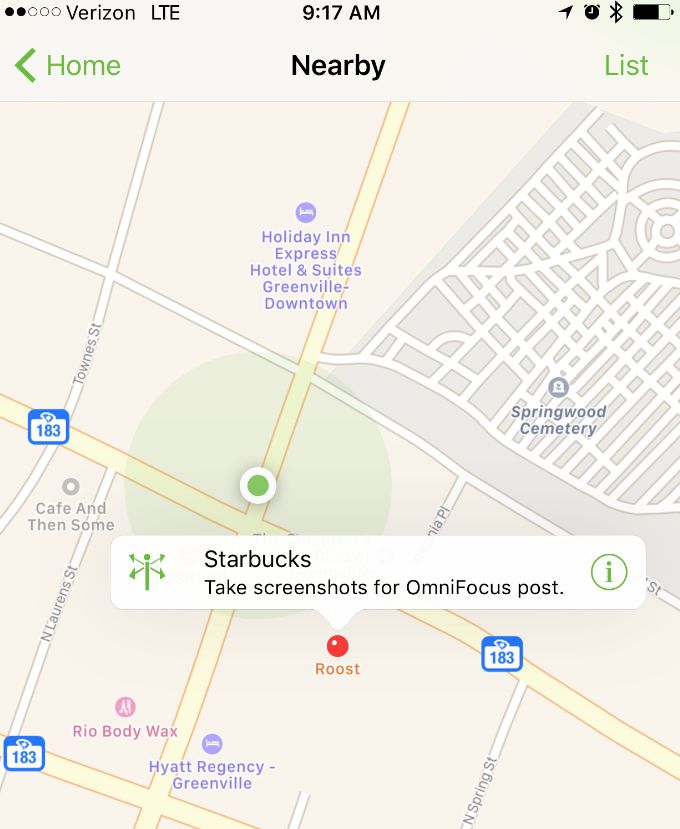 OmniFocus location