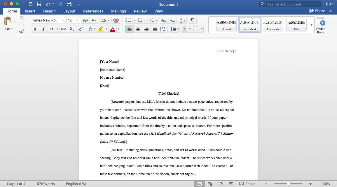 Microsoft Word Screenshot
