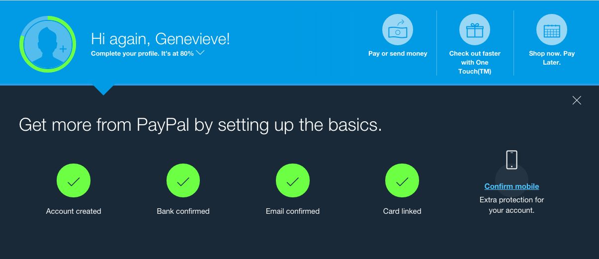 PayPal profile