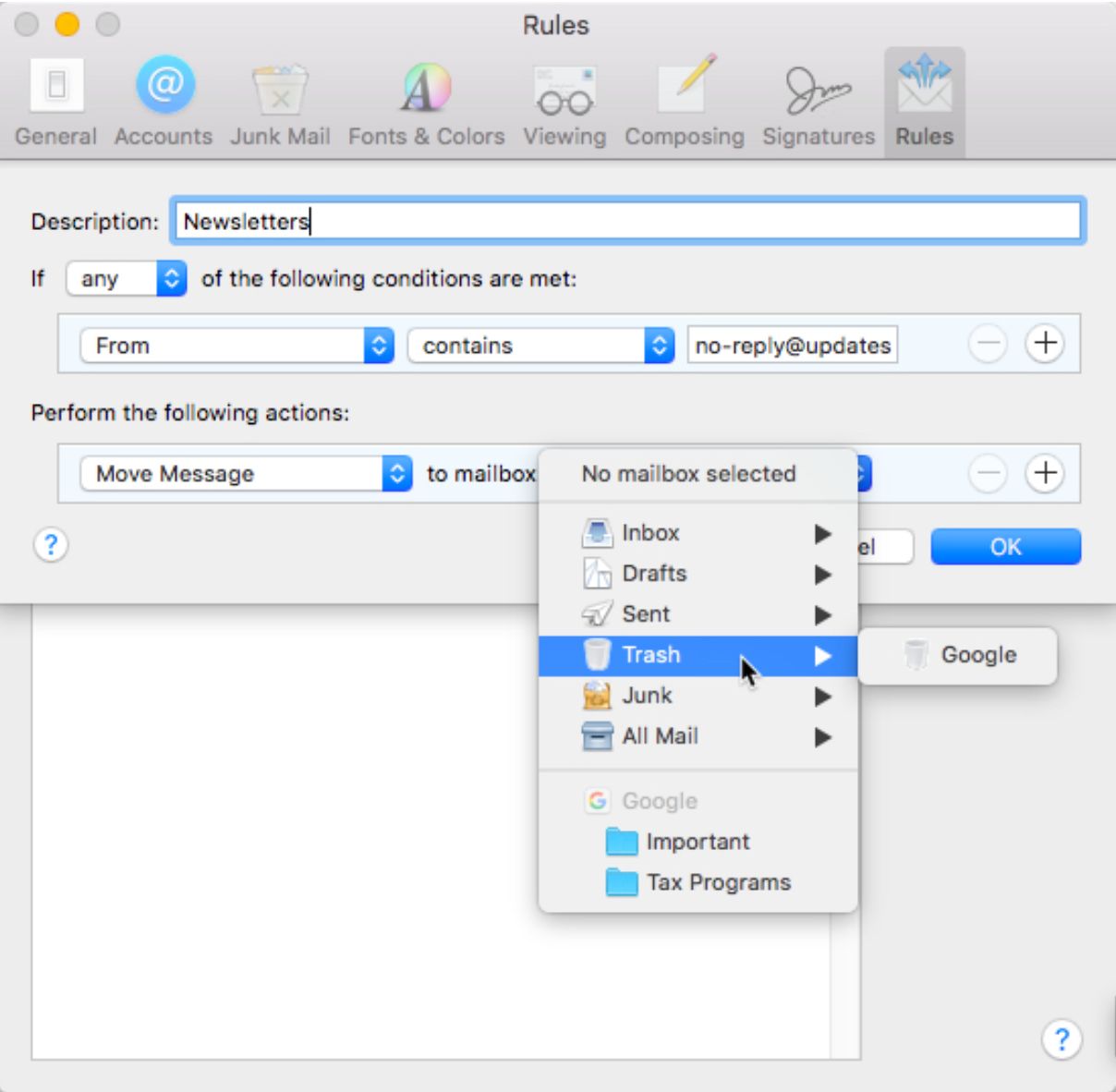 Selecting criteria