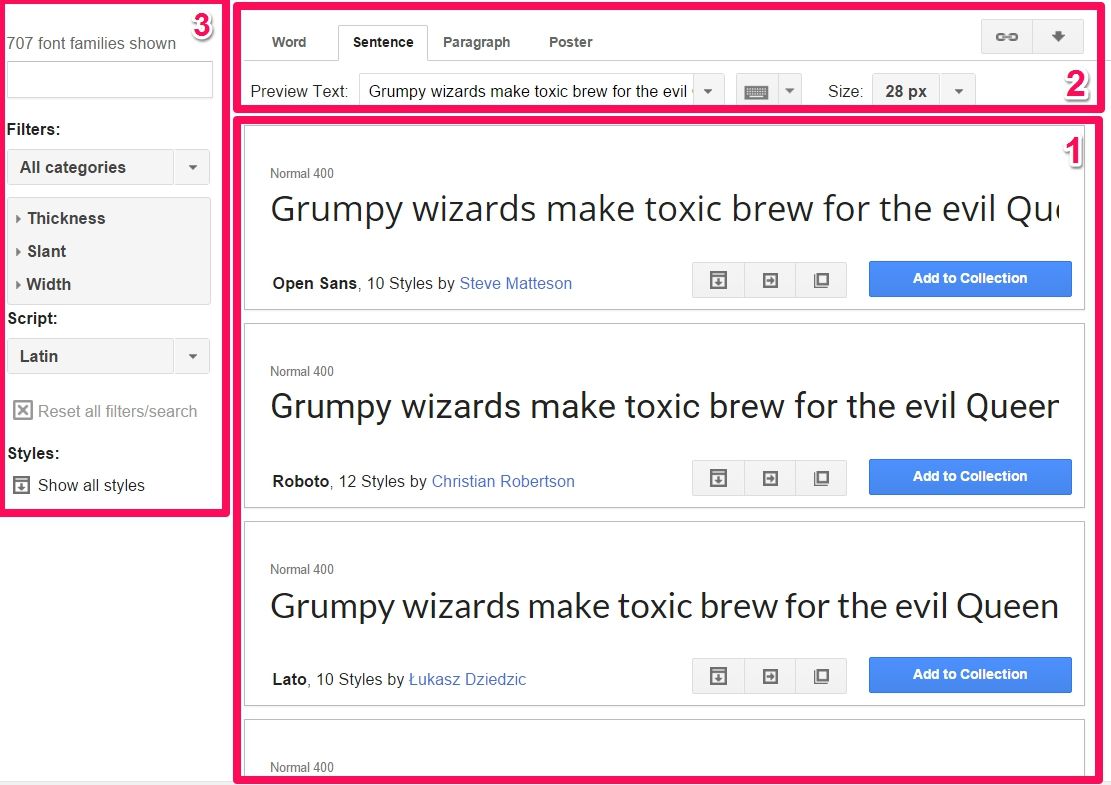 google fonts sections