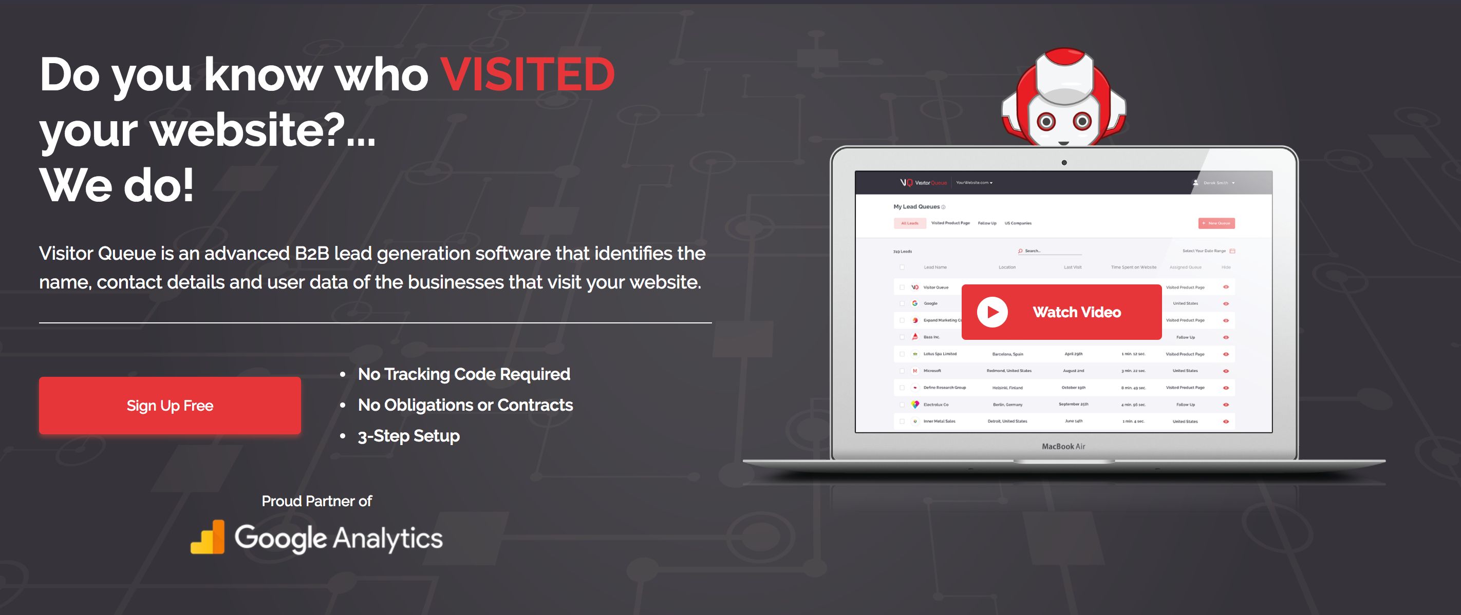 Visitor Queue marketing page