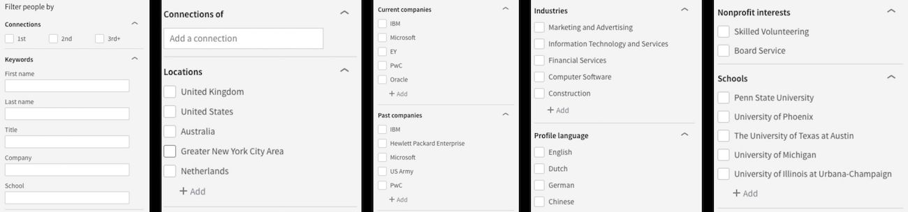 People Filters on LinkedIn Search