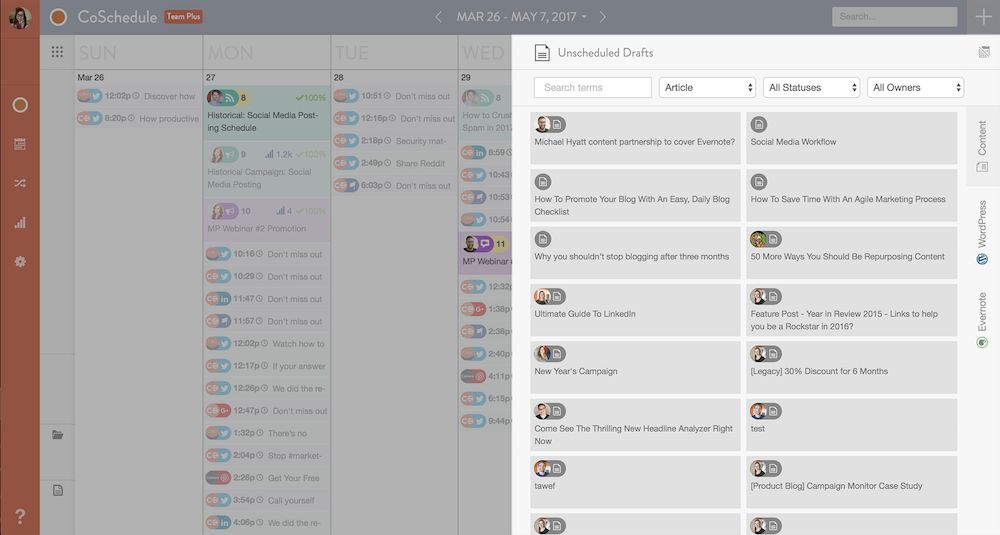 CoSchedule Drafts