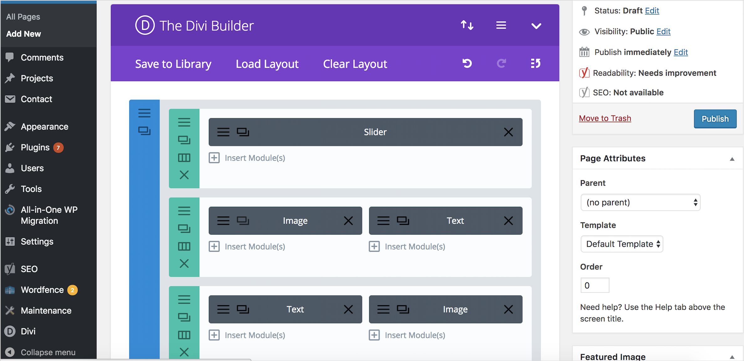 Divi modular site builder screenshot