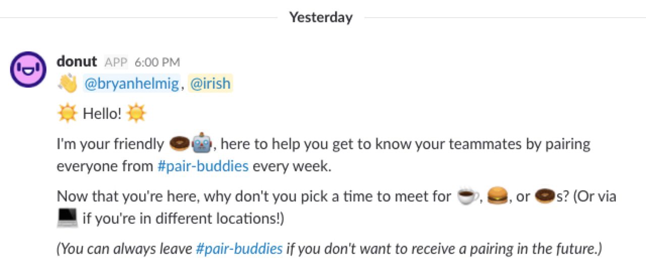 Donut Slack app screenshot