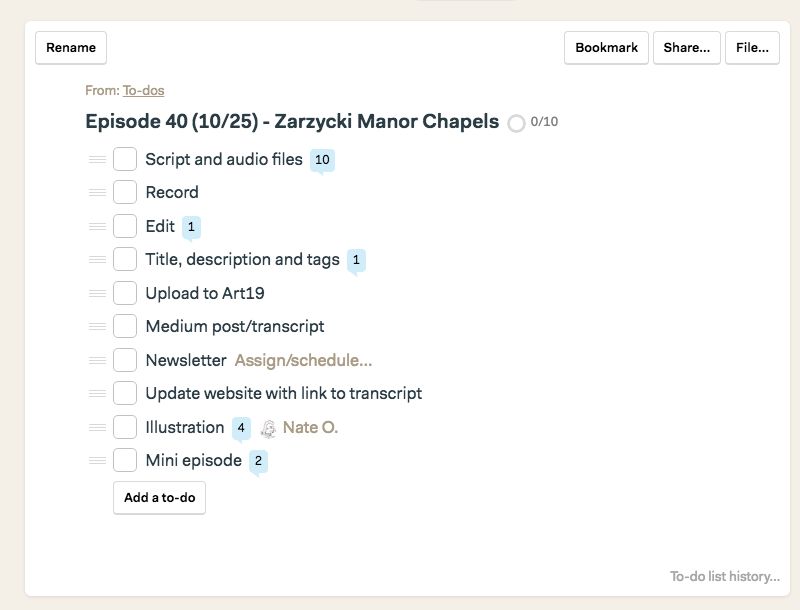 Wong's to-do list for each podcast episode