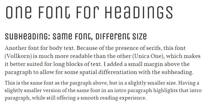 only pick two fonts