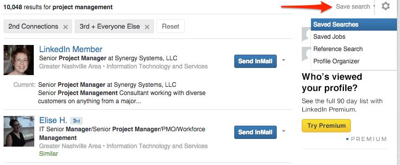 Save searches on LinkedIn