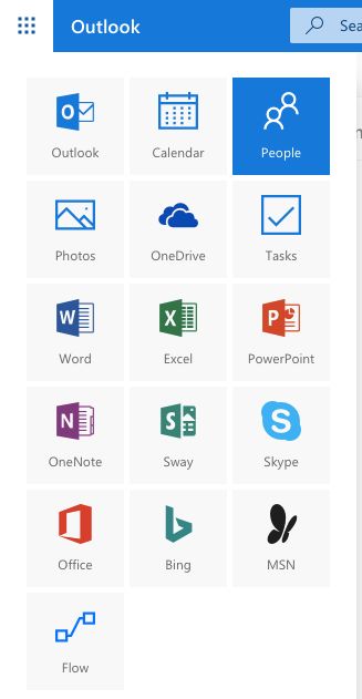 Outlook's contacts live under the People section.
