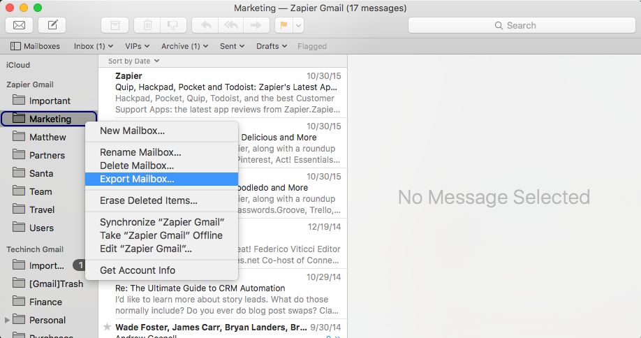 Export email