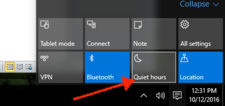 Windows 10 Quiet Hours