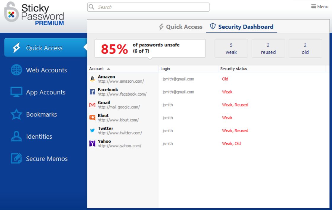 Sticky Password password audit
