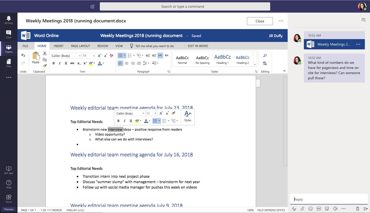 Microsoft Teams lets you edit Microsoft Office documents from the Teams interface